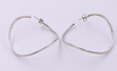 Vintage signierte 925 Sterling Silber Welle Creolen 1,75'' L 9,08gr