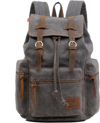 Retro Segeltuch Rucksack Laptop Daypack Schulrucksack 30L 15,6 Zoll