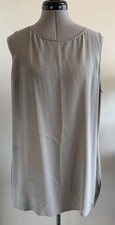 Eileen Fisher Silk Georgette Crepe Taupe Long Shell Tank Top Size Large