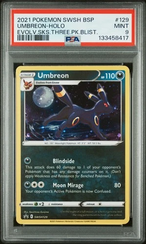 2021 POKEMON SWSH BLACK STAR PROMO #129 UMBREON-HOLO PSA 9