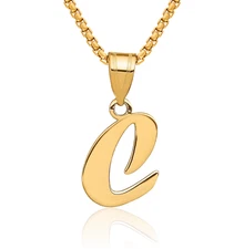 14K Solid Yellow Gold Letter C Initial Necklace