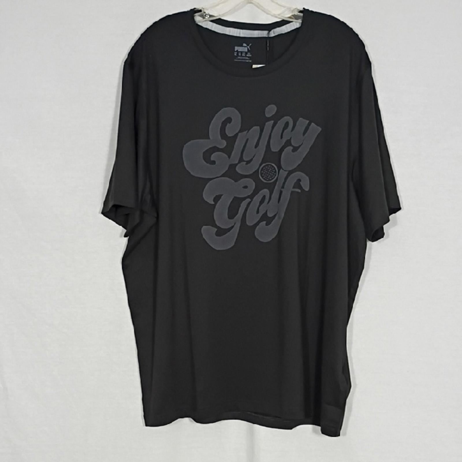 NWT Puma Enjoy Golf Black Cloudspun Enjoy Mens Short Sleeve Tee Size XL Golf
