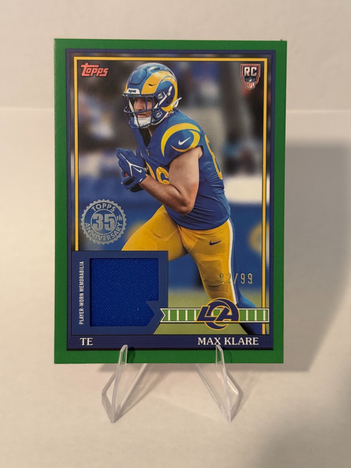 2026 Topps Flagship Max Klare 1991 Rookie Relic Green Parallel /99 #91RR-MKL
