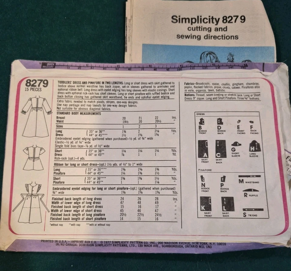 Lot 3 Vintage Simplicity Sewing Patterns Child Toddler #5165 #6236 #8279 Cut - Image 3 of 4