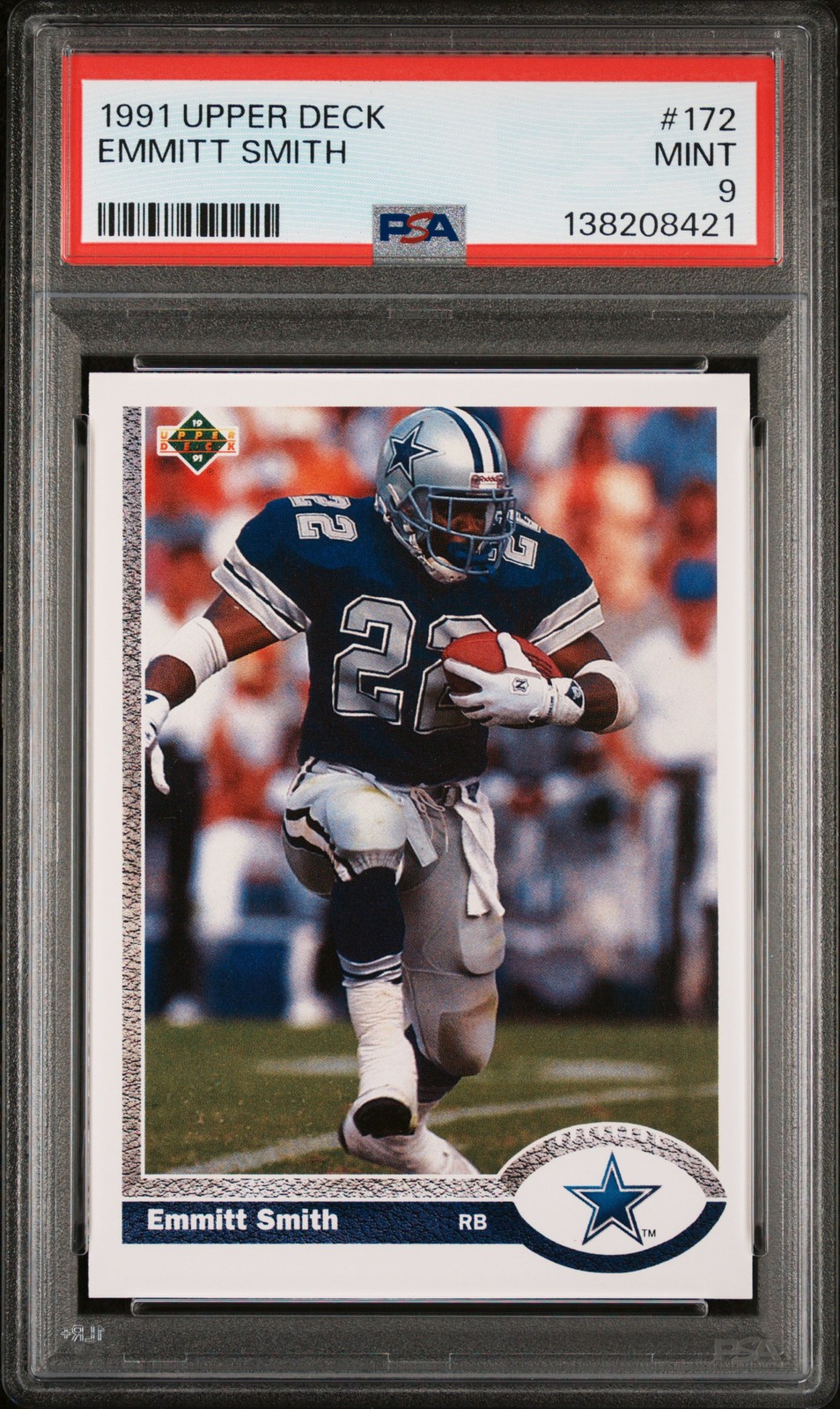 Emmitt Smith #172 Football Cards 1991 Upper Deck trading card — raw and PSA graded price guide