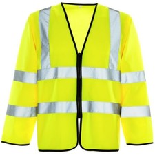 Hi Viz Vis Yellow Vest High  Safety Long Sleeve Zip EN471 Waistcoat Visibility
