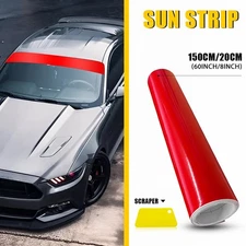 Sun Strip Visor Premium 60"x8" Vinyl Windshield Banner PVC Cast Film Red