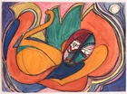 Dated 1949 reclining abstract figure, German artist