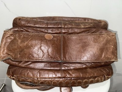 CHLOE Authentic Bay Satchel Bag distressed leather brown padlock