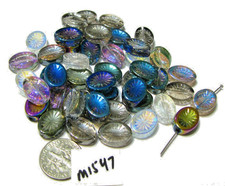 Glass Oval w/ Flower Beads MUTICOLOR ELECTROP...