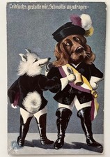 dressed DOG Spaniel Spitz Beer Parody early 1900 Student fraternity Tuck PC 1912