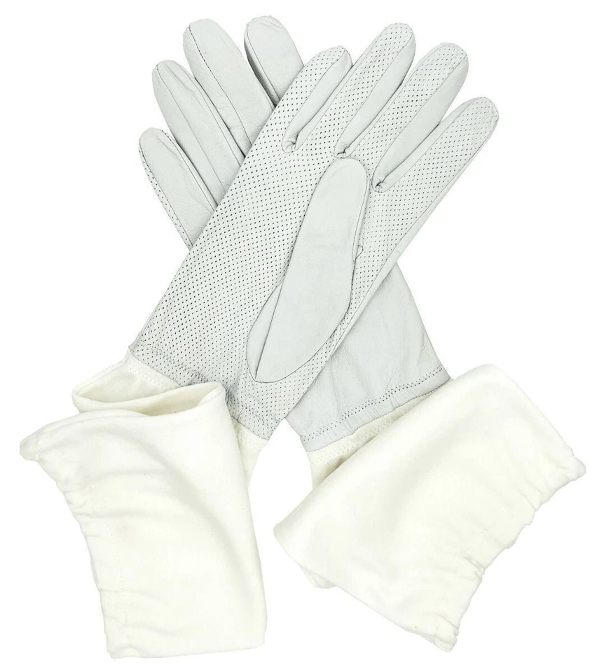 Gants De Gant En Cuir Et Textiles Blanc Anti-Éblouissement - Photo 1/1