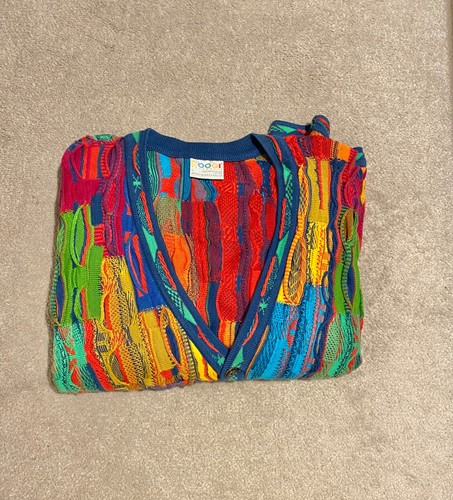 Coogi Australia Rainbow Cotton Knit Cardigan Jumper Mens Womens  - Picture 4 of 5