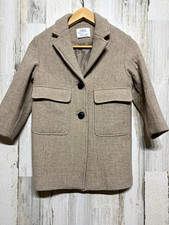 Zara Kids Girls Cream Tan Wool Blend Coat Size 7 Button Closure