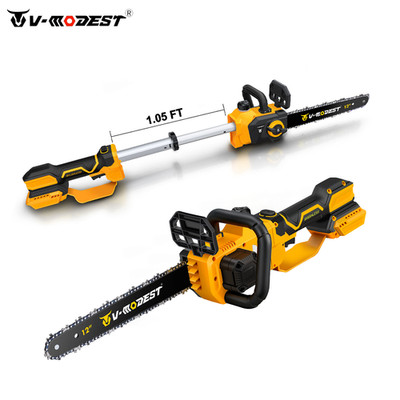 12'' Electric Cordless Telescopic Chainsaw For DEWALT 20V Battery w/ 2 Chains