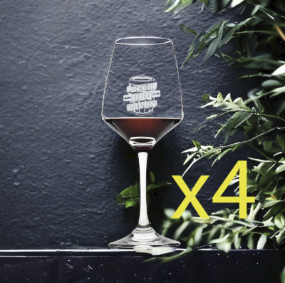 Beer BBQ Bacon Wine Glasses x4 Premium 12 Oz Personalize Outdoor Grill Cook NEW