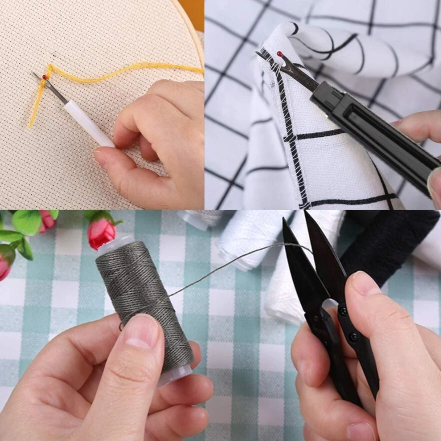 Juego de kit de costura Awl cuero cosechadora manual juego de reparación agujas de hilo de alta resistencia Foto 4 de 4