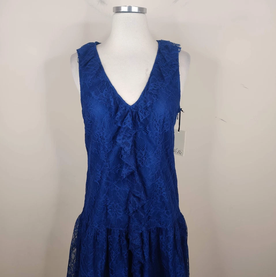 Ali Ro Lace Lace Dress Size 4 Ruffled Drop Waist Sleeveless Party Cocktail NWT - Image 2 of 4