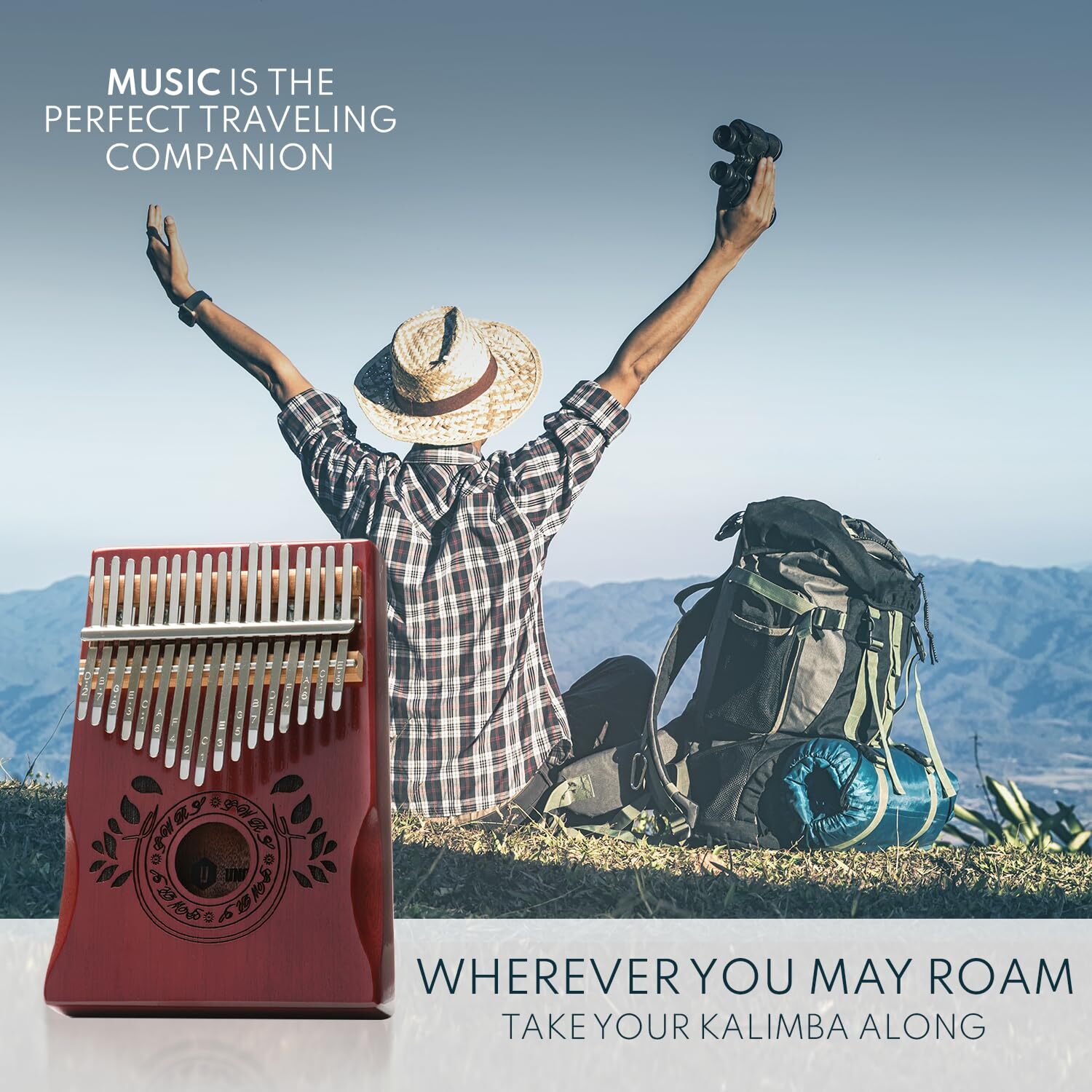 Kalimba 17 Key Thumb Piano Portable Mahogany Mbira Finger Piano with Instruct...