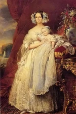 Oil painting franz xavier winterhalter - Noble lady young mother with child art