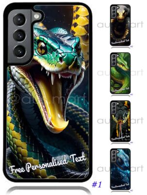 Personalised Text Phone Back Case for Samsung Note 8/9/10/20 Series Snake Print