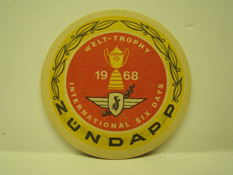 1968 German beer coaster Zundapp motorcycle company Nurnberg Germany closed 1984