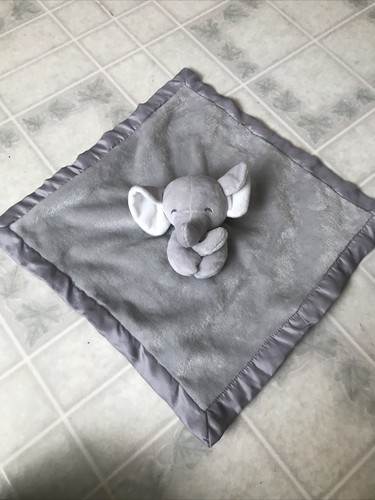  Carter’s Gray Elephant Sicherheitsdecke grau Lovey Lovie weich Kuschelsatin 2016 - Bild 1 von 4