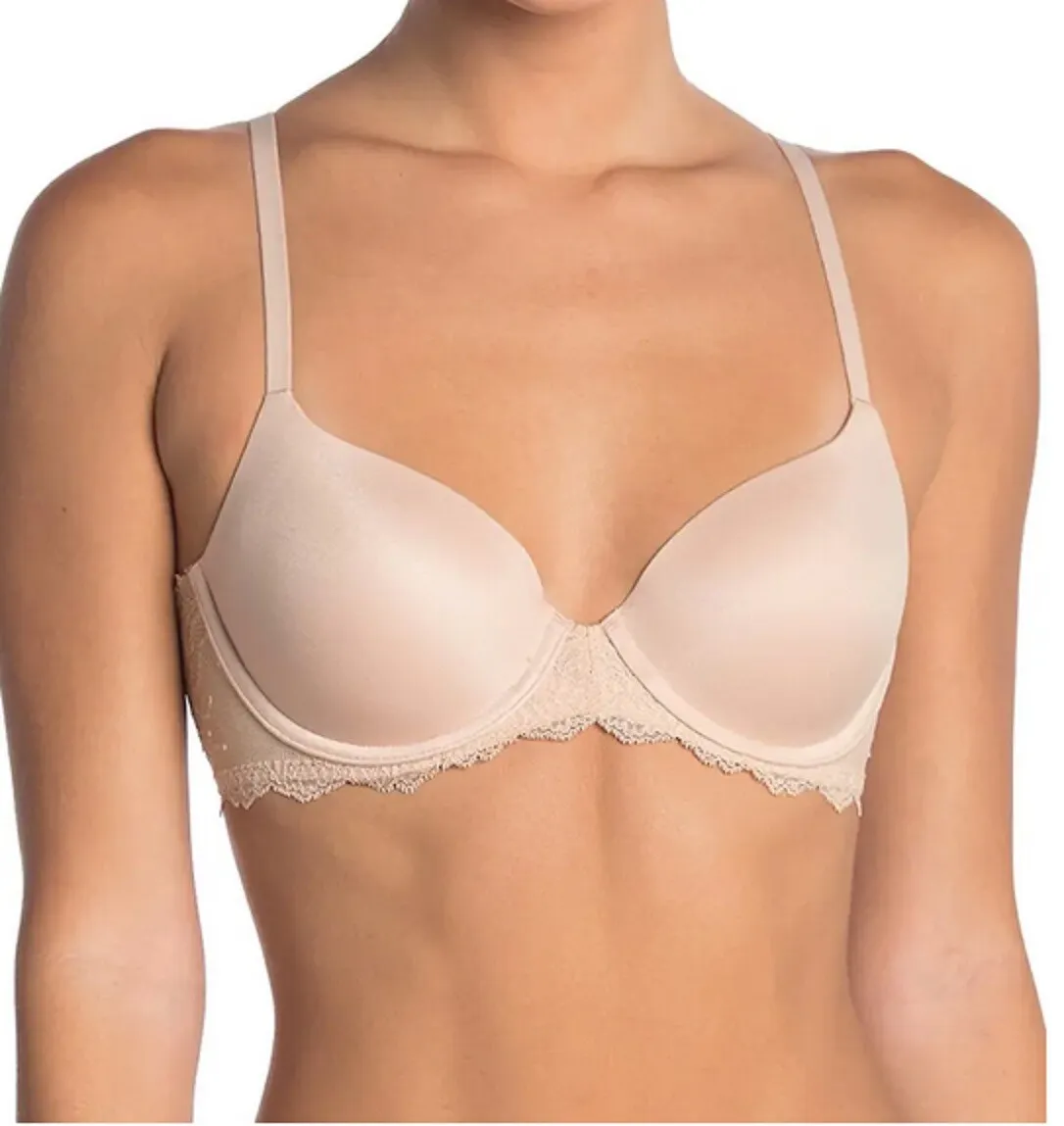 SPANX Underwire Undetectable Bra 36DD Beige Lace 30029R Lightly Lined Demi  $68