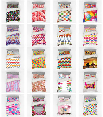 Ambesonne Colorful Element Bedding Set Duvet Cover Sham Fitted Sheet in 3 Sizes