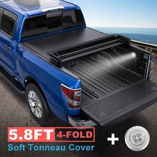 4-Fold 5.8FT Soft Tonneau Truck Bed Cover Waterproof For 2017-2023 Nissan Titan