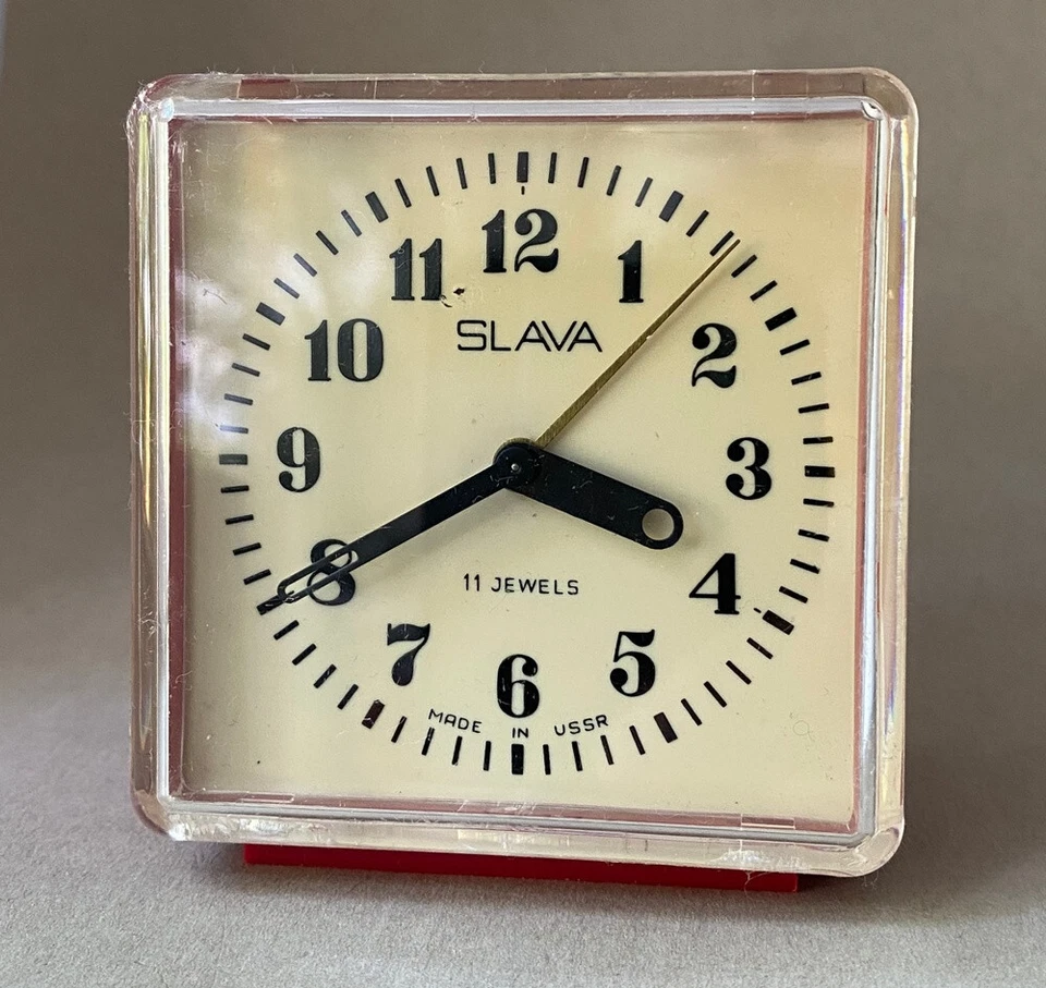 Soviet Vintage Slava Alarm Clock-White brick USSR 1980's~Perfect Condition #2952 - Image 2 of 4