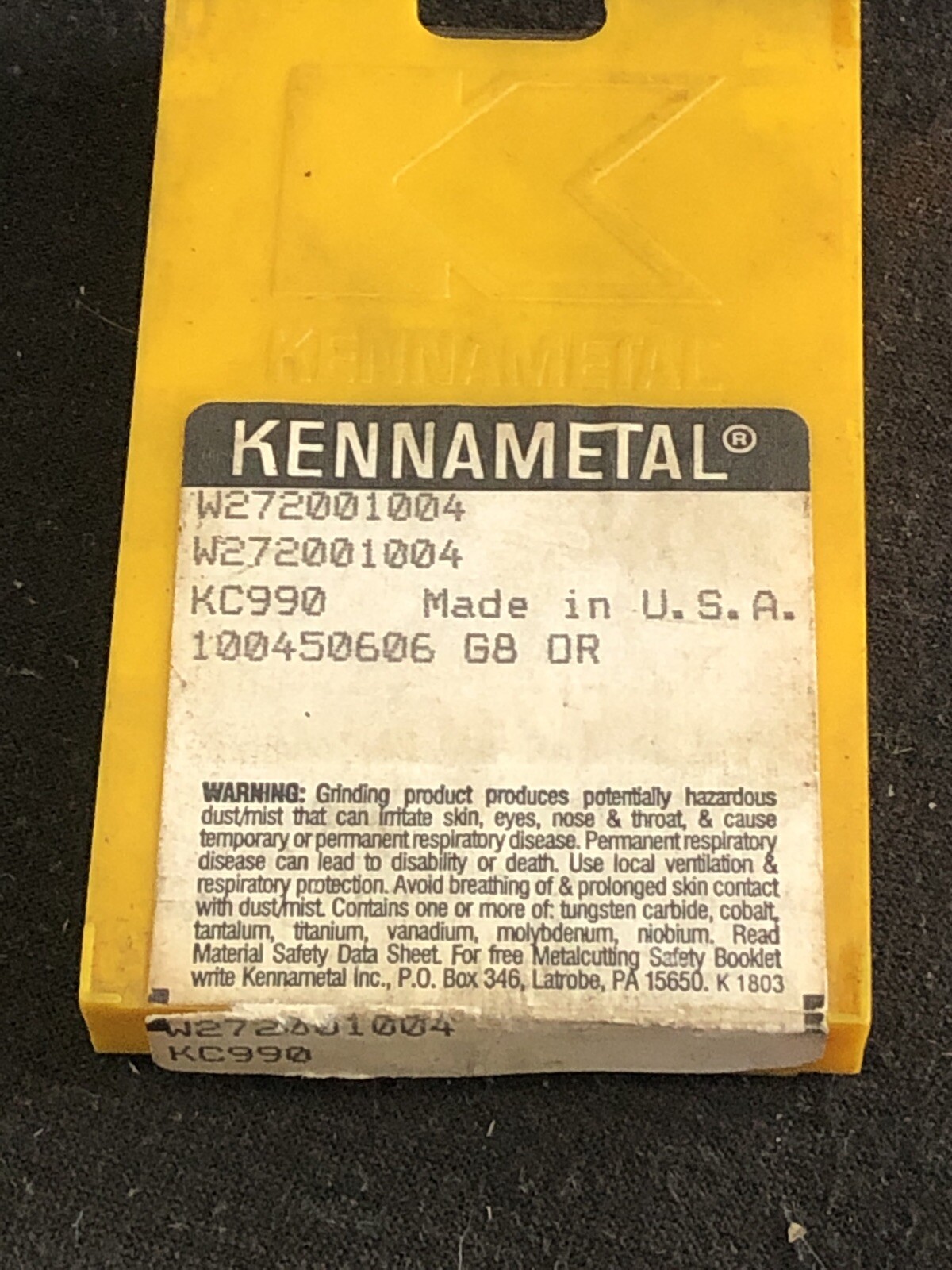 Qty. 10, Kennametal W272001004 KC990 Indexable Carbide Trigon Drilling