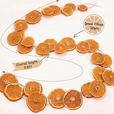 10 Ft Dried Orange Slice Christmas Garland with Twine   NIB Holiday Table Decor