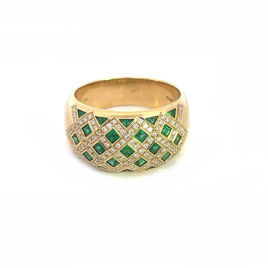 Kurt Wayne Diamond Emerald Ring Dome Diamond Desi… - image 4