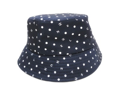 AUTH CHANEL AA9869 B15941 NV932 BUCKET HAT 100% COTTON NAVY  display picture 1