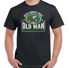 Tracteur T-Shirt Hommes Drôle Fermier Jamais Underestimate Vieux Avec Conducteur