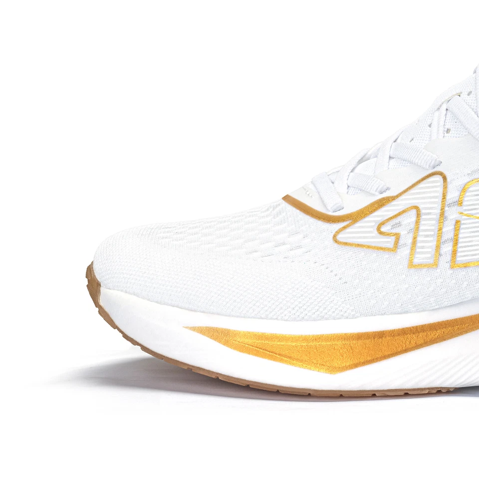 Unisex Fluido Dorado Blanco Zapatos Deportivos para Correr Transpirables Amortiguación Tenis Foto 4 de 4