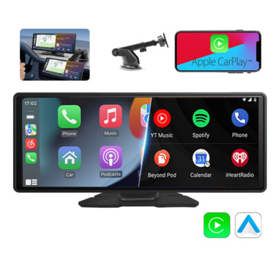 10.26'' Portable Bluetooth Touch Screen CarPlay Android Auto GPS USB Car Stereo