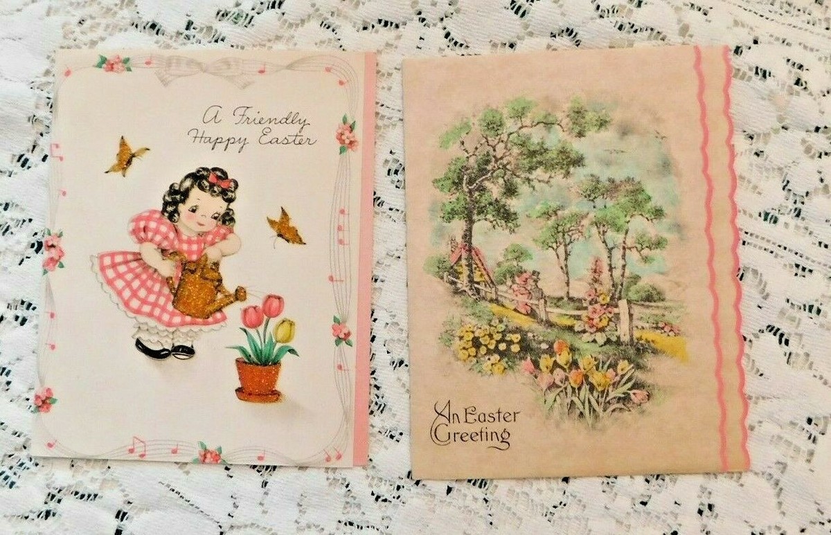 SEVEN VINTAGE 1950's EASTER GREETINGS CARDS 3 UNUSED | eBay