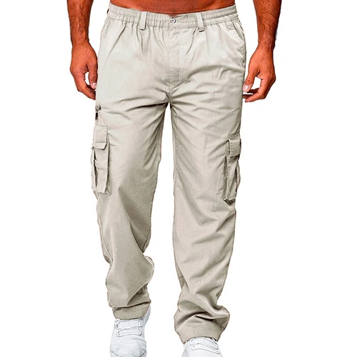 Mens Lightweight with Pockets Bottoms Men Leisure Elastic Waist Cargo Pants - Picture 4 of 47
