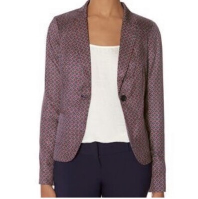 The Limited Satin Blazer Size XS Medallion Print Single Breasted All Over Print 