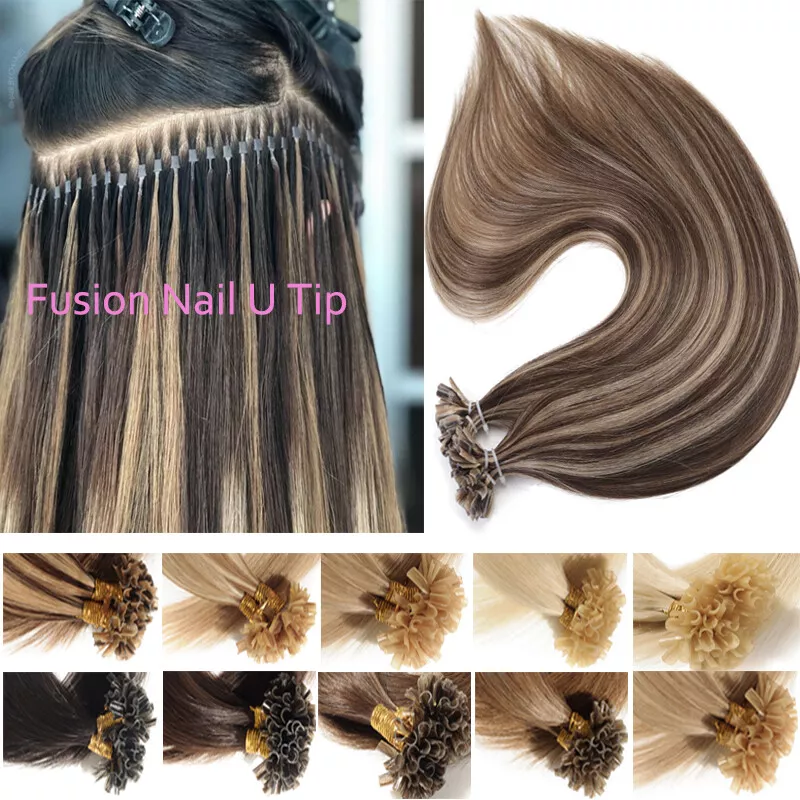 24 (60cm) Nail tip / U tip human hair pre bonded extensions