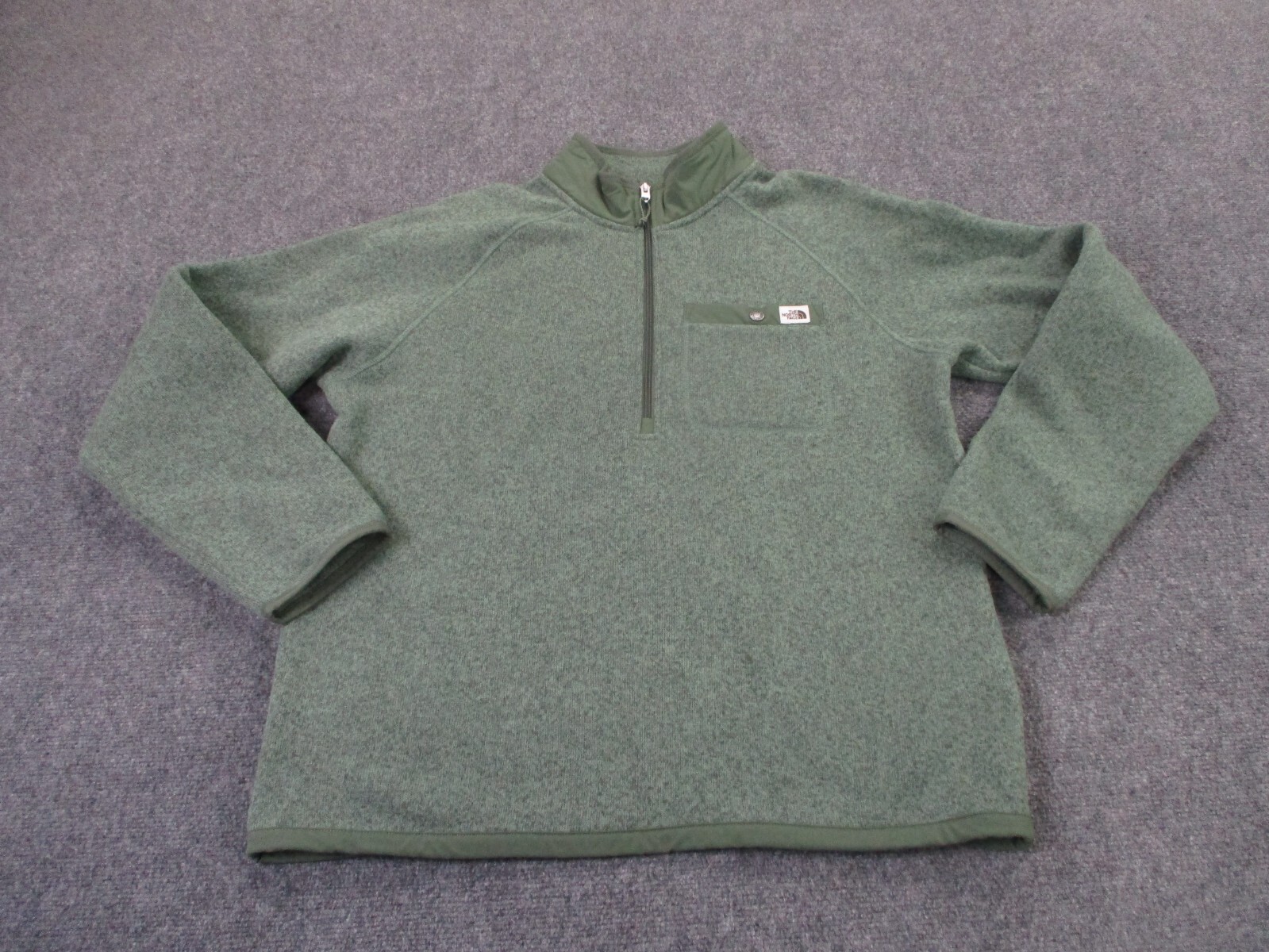 North Face Jacket Mens L Green Fleece Pullover Outdoors Hiking Sweater Work
