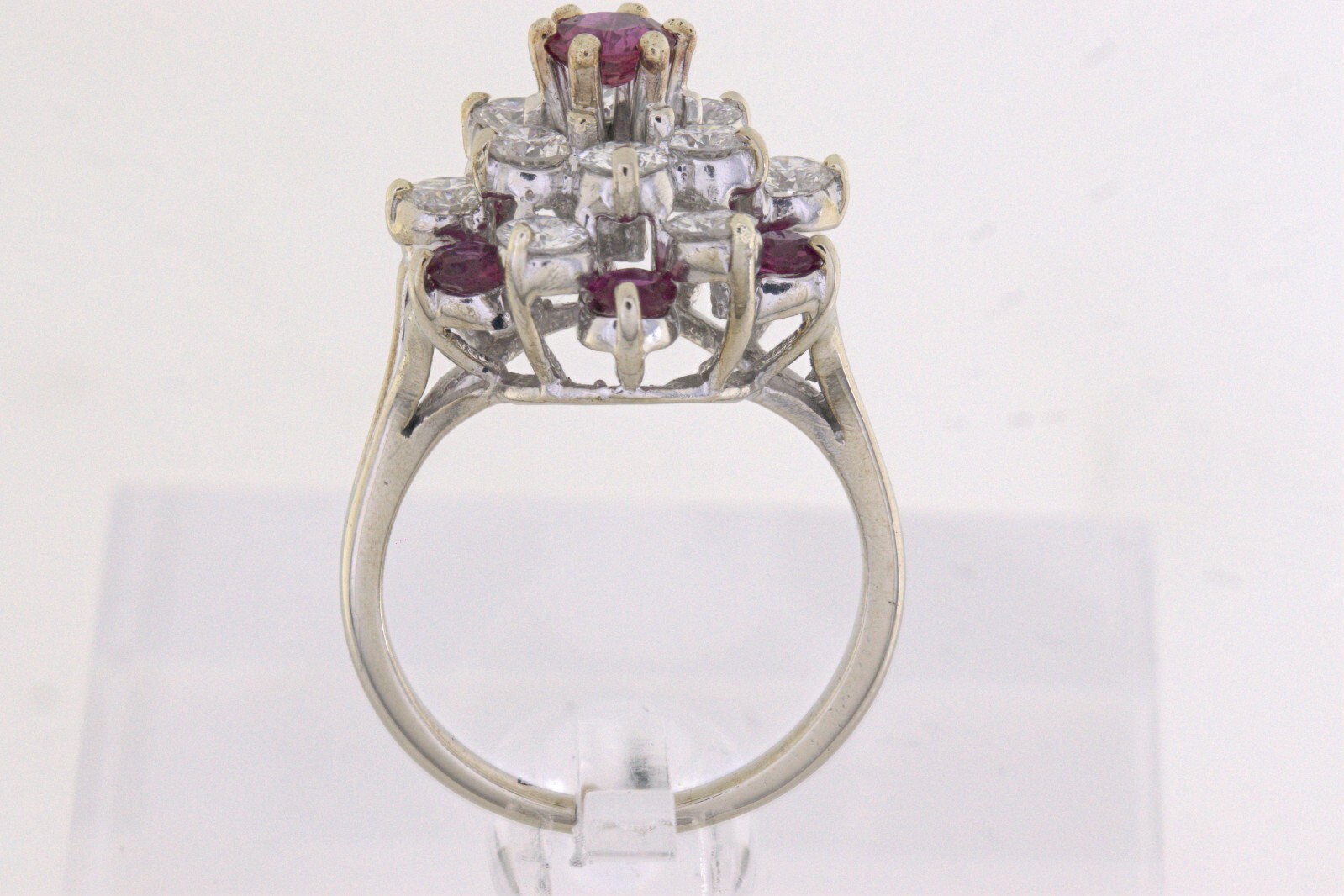 Ruby, Diamond, White Gold Cluster Ring - image 8