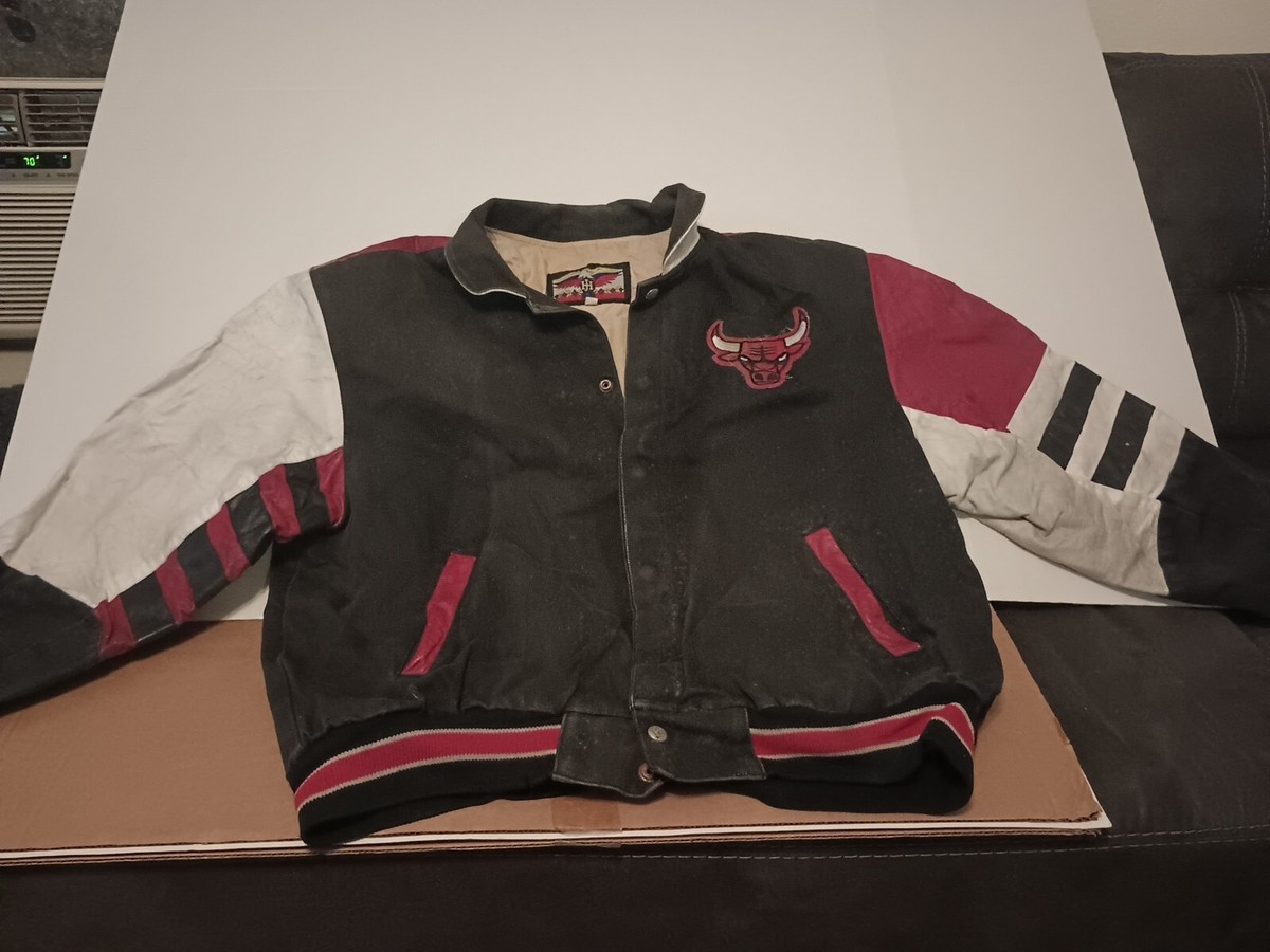 90's Vintage Chicago Bulls JH Jeff Hamilton Jacket Leather & Denim