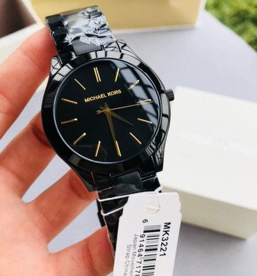 Michael Kors MK3221 Black-Tone Slim Runway Watch | eBay