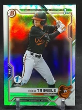 REED TRIMBLE 2021 BOWMAN DRAFT 1ST EDITION AQUA RC ORIOLES QQ