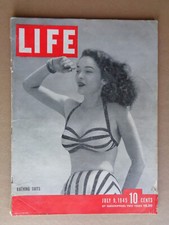 LIFE magazine July 9 1945-BATHING SUITS-WWII-ROXBURY N.Y.-Queen Mary-BUNKER HILL