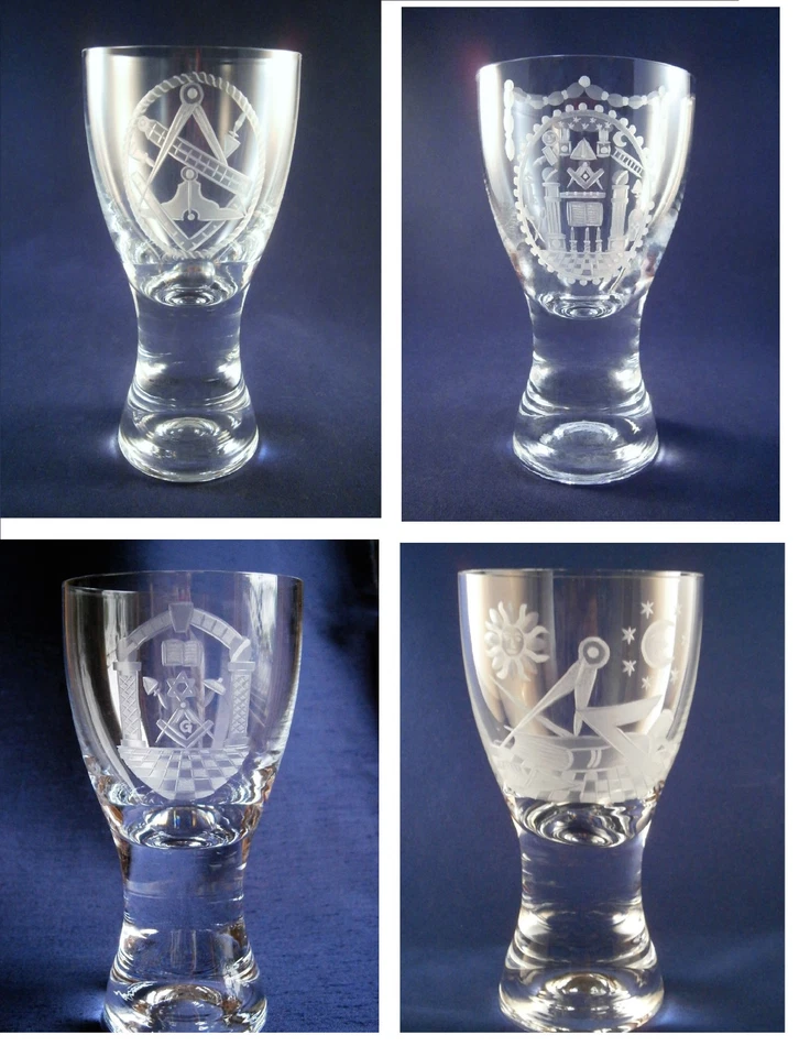 Logen-Glas Kanone m. Freimaurer Motiv Freemason glass - Bild 1 von 1