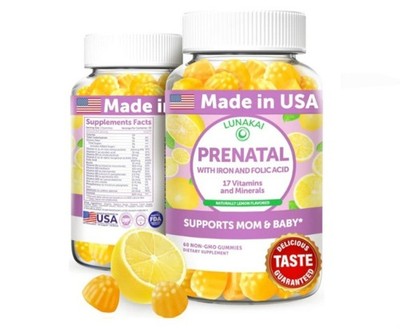 Lunakai 17-in-1 Prenatal Vitamins for Women USA Made Gummies Maternal Wellness